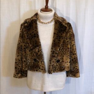 Faux fur animal print jacket